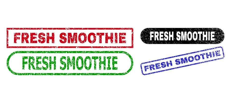 FRESH SMOOTHIE Rectangle Seals Using Unclean Texture Illustrazione stock