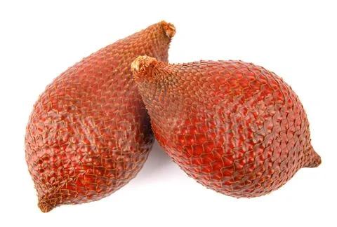 Fresh snake fruit is isolated on a white background.Red Salacca. Salak frui.. Stock Photos