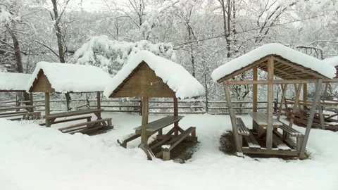 Fresh  snow camping Stock Footage 170792865