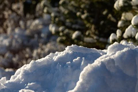 Fresh snowdrift in winter sunlight Stock Photos
