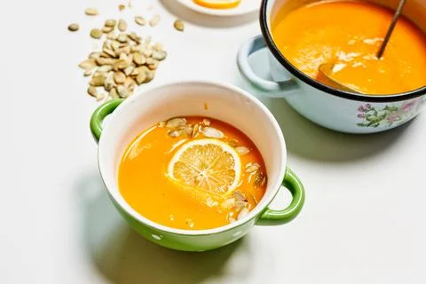 Fresh Soup on Table Stock Photos