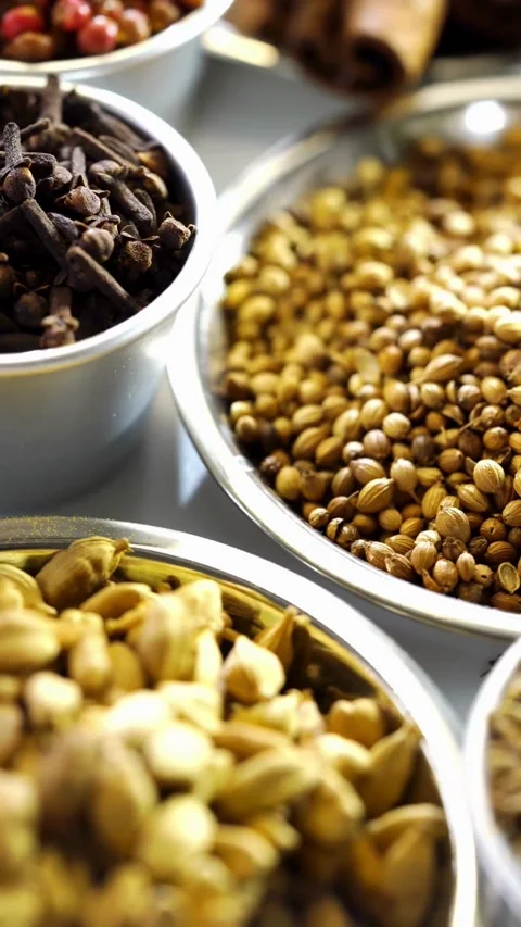 Fresh Spices Filled Inside A Small Metal Bowl Video stock 331763688