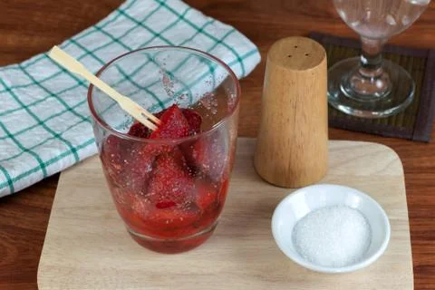 Fresh split strawberries mixed Stock Photos