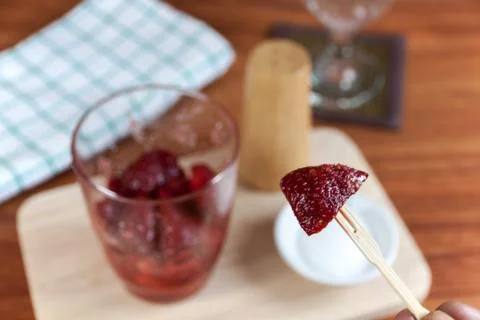 Fresh split strawberries mixed Stock Photos