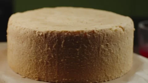 Fresh sponge cake for making a cake Stock Footage 286302441