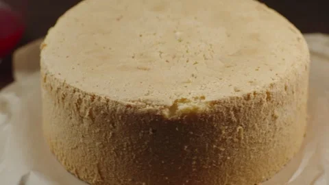 Fresh sponge cake for making a cake Stock Footage 286302451