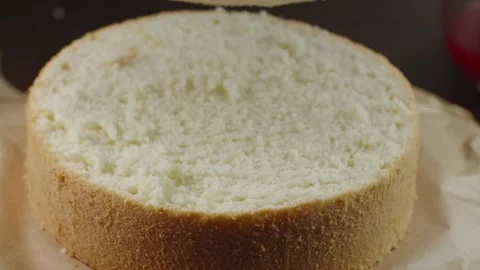 Fresh sponge cake for making a cake Stock Footage 286302591