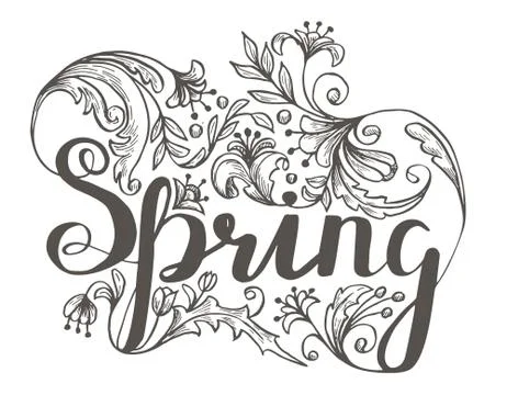 Fresh spring background with lettering Stock Illustration