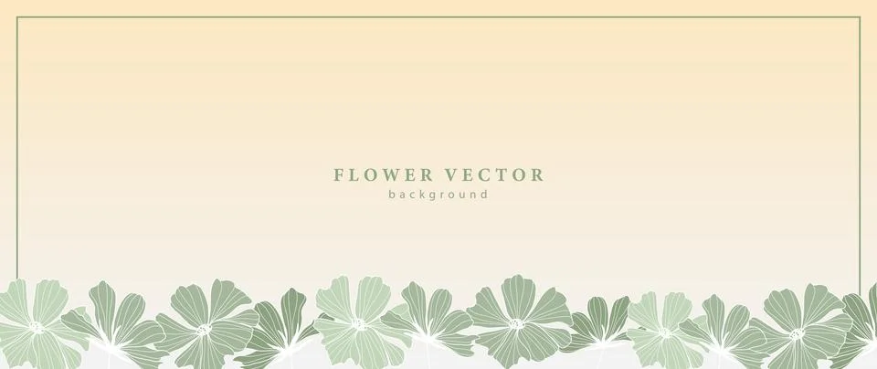 Fresh spring botanical background with green flowers. Stock Illustration