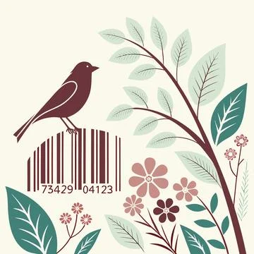 Fresh Spring Environment Concept in Creative Barcode Art Stock Illustration