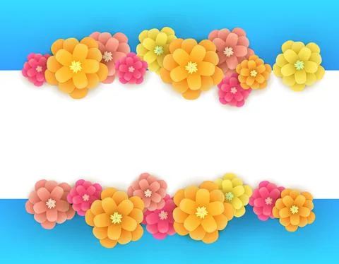 Fresh spring flowers background with frame. Soft abstract. Stock Illustration