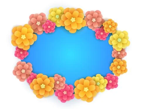 Fresh spring flowers background with frame. Soft abstract. Stock Illustration