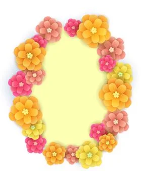 Fresh spring flowers background with frame. Soft abstract. Stock Illustration