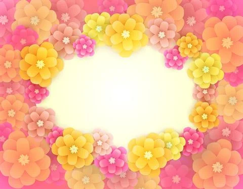 Fresh spring flowers background with frame. Soft abstract. Stock-Illustration