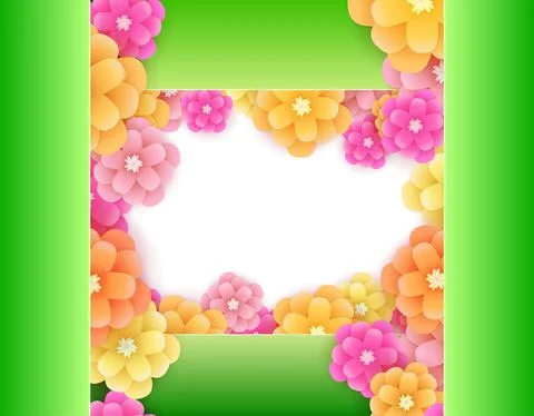 Fresh spring flowers background with frame. Soft abstract. Stock Illustration