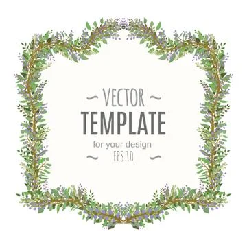 Fresh spring frame with lettering and flowers Stock Illustration