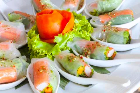 Fresh spring rolls Stock Photos