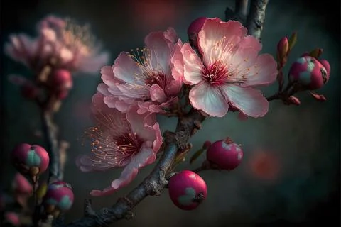 Fresh, spring tree with pink blossoms Stock Illustration