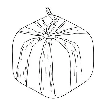 Fresh square watermelon in hand drawn doodle style. Vector illustration of ri Illustrazione stock
