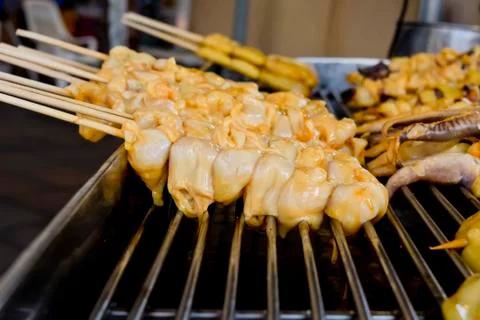 Fresh squid barbeque Stock Photos