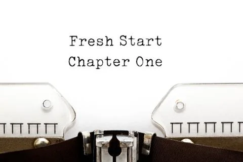 Fresh Start Chapter One Typewriter Concept Stock-Fotos