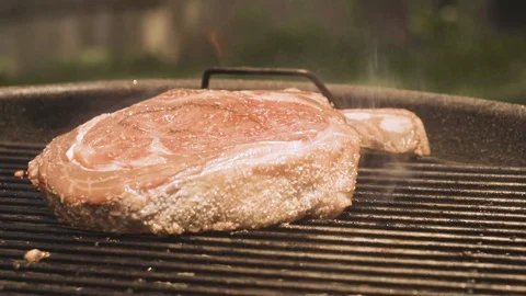 Fresh Steak on the Grill Stock Footage 91448561