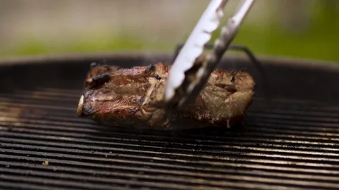 Fresh Steak on the Grill Stock Footage 91448673