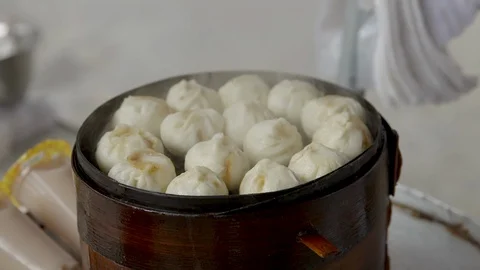 Fresh Steaming Dumplings in China Stock Footage 120699856
