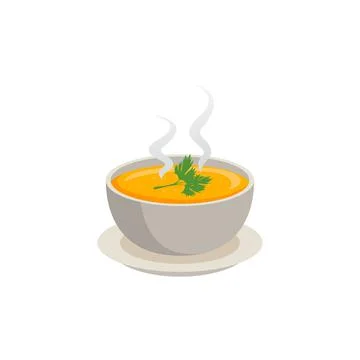 Fresh, steaming hot soup. Vector illustration. Stock Illustration