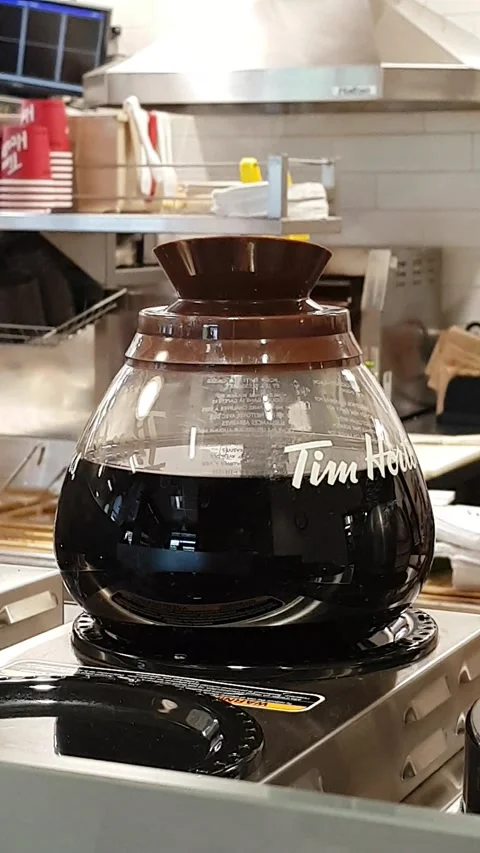 Fresh Steaming Tim Horton's Coffee in Pot Stock Footage 231729569