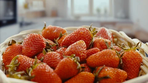 Fresh strawberries in basket Stock Footage 110698995
