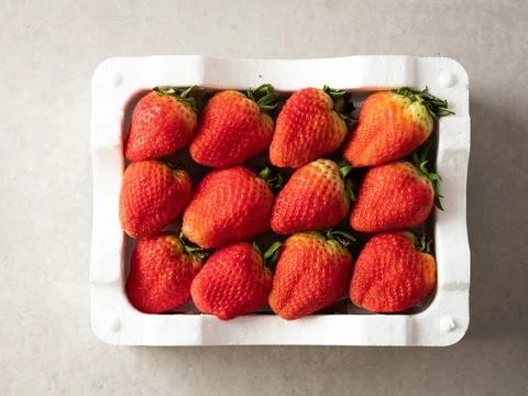 Fresh strawberries in a box Stock Photos