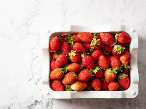 Fresh strawberries in boxes Stock Photos