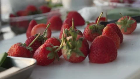 Fresh Strawberries for cakes 스톡 동영상 238501585