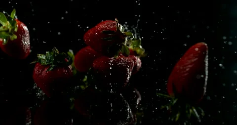 Fresh strawberries falling Stock Footage 154137393