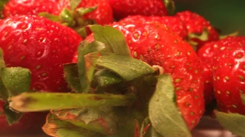 Fresh Strawberries Rotating in Extreme Close Up Macro 스톡 동영상 126736070