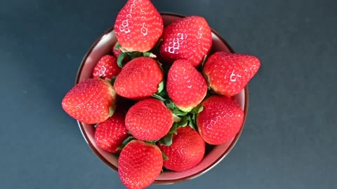 Fresh strawberries rotating top view Stock Footage 167233702