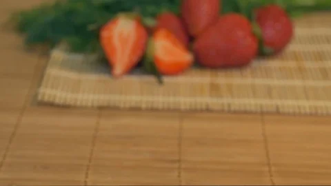 Fresh Strawberries on Table Stock Footage 74164496