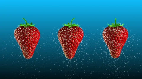 Fresh Strawberries with Water Drops Loop Stock Footage 25300489
