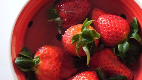 Fresh strawberries in the water Stock Footage