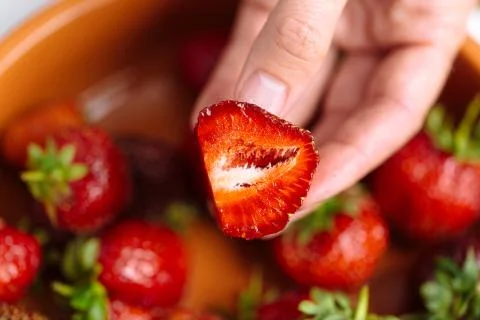 Fresh strawberry background Stock Photos