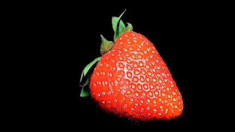 Fresh Strawberry on Black Background – close up, detail Stock Footage 90803974