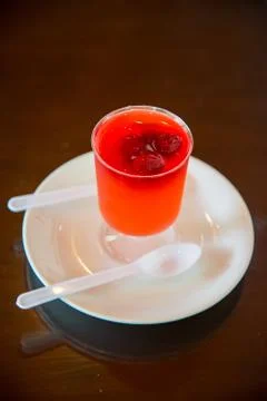 Fresh strawberry juice Stock Photos