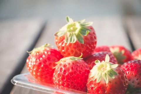 Fresh strawberry in plastic package Stock Photos