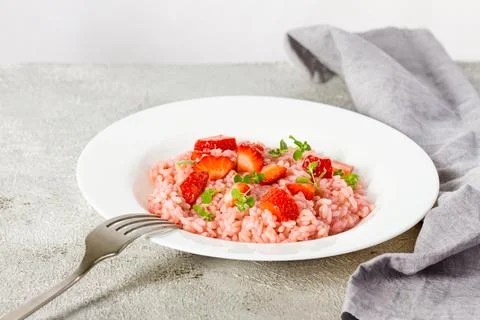 Fresh strawberry risotto a delicate and elegant dish Stock-Fotos