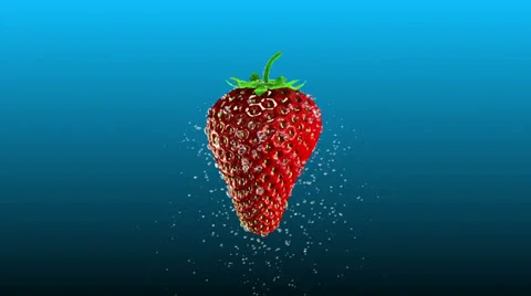 Fresh Strawberry with Splashing Water Loop Stock Footage 25304429