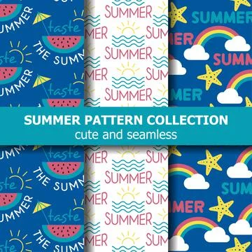Fresh summer pattern collection . Summer banner. Summer holiday. Stock Illustration