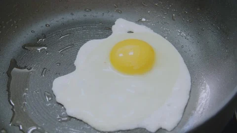 Fresh Sunny Side Up Egg Cooking In Skillet Stock Footage 86072076