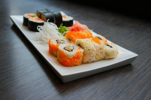 Fresh sushi on a plate Stock Photos