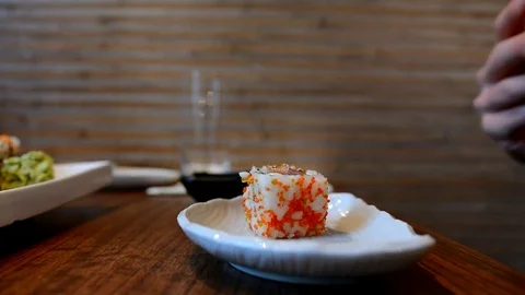 Fresh sushi in restaurant. Video stock 75847699